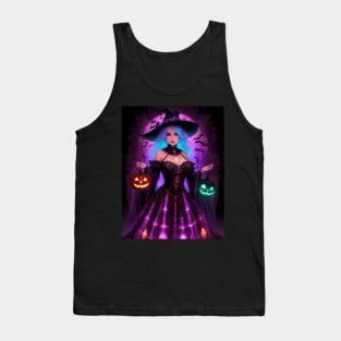 Halloween Spooky Neon Black Magic Witch Tank Top